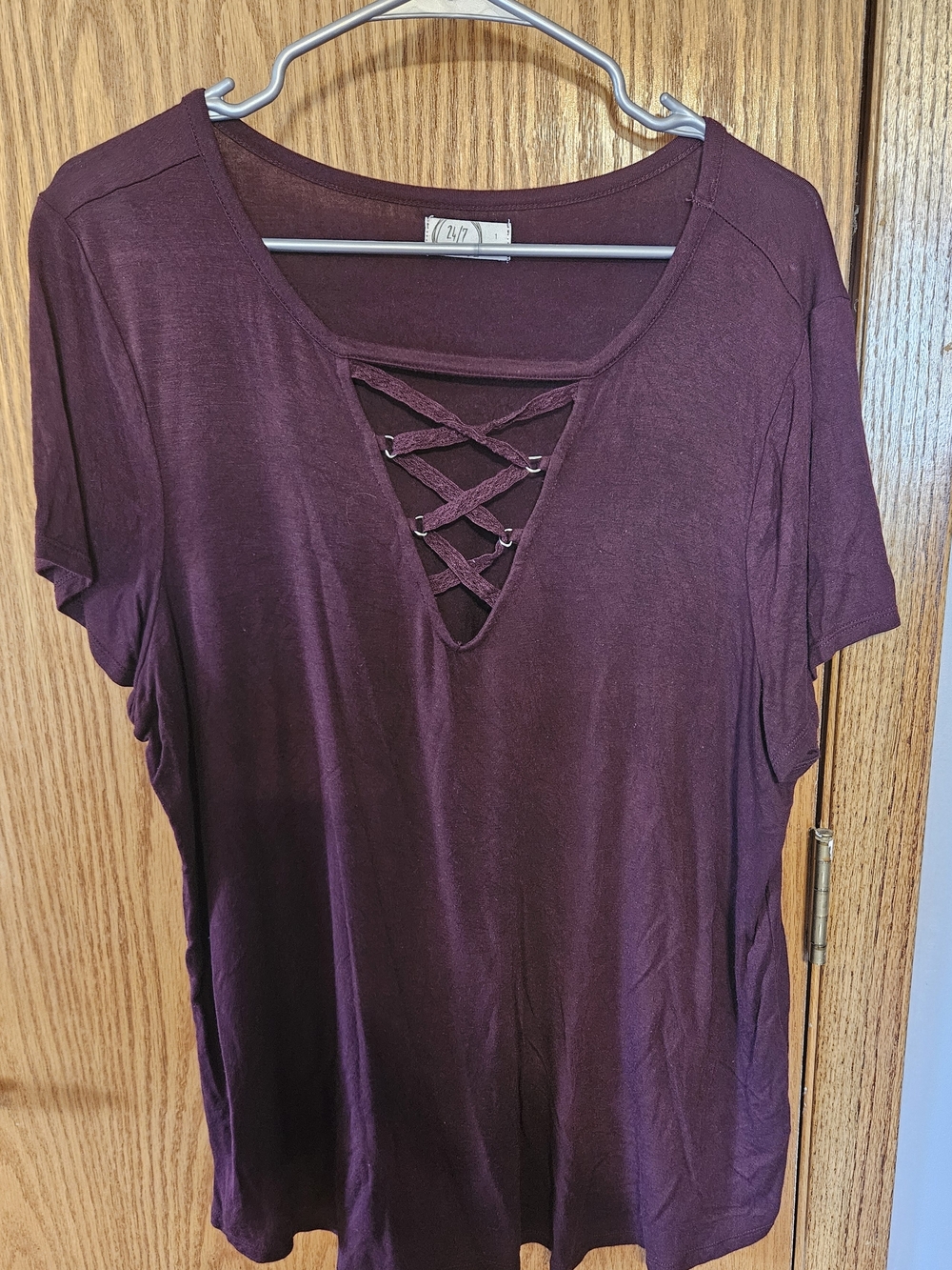 Women's Plum Crisscross V‑Neck Short Sleeve Tunic
